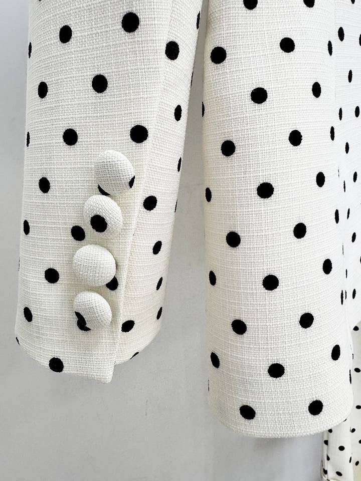 Productseeker - Wholesale Suit Set - Women's - SET71Y Elegant Polka Dot Suit Set with Bow-Decorated Jacket5