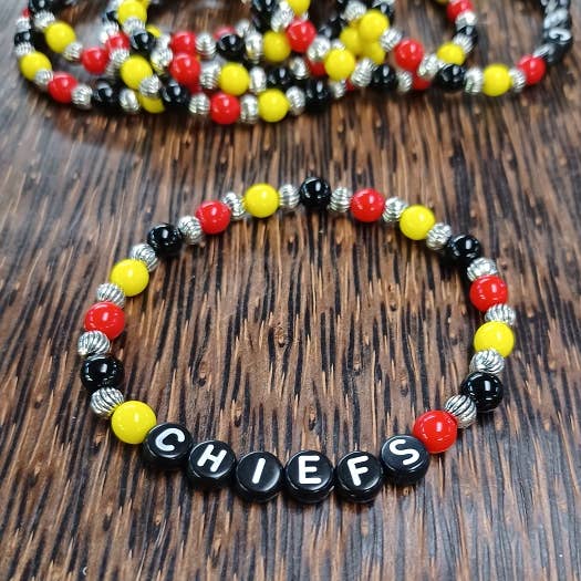 Paco Designs - Wholesale Beaded Bracelet - Kansas City Chiefs Beaded Bracelet0