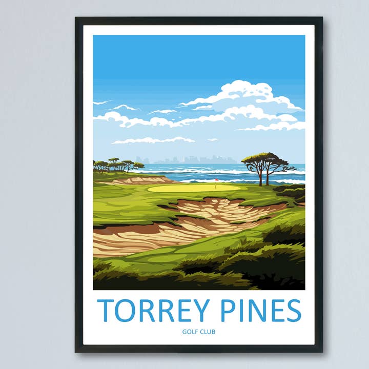 Torrey Pines Golf Course USA Travel Poster for wholesale by TravelzonaArt