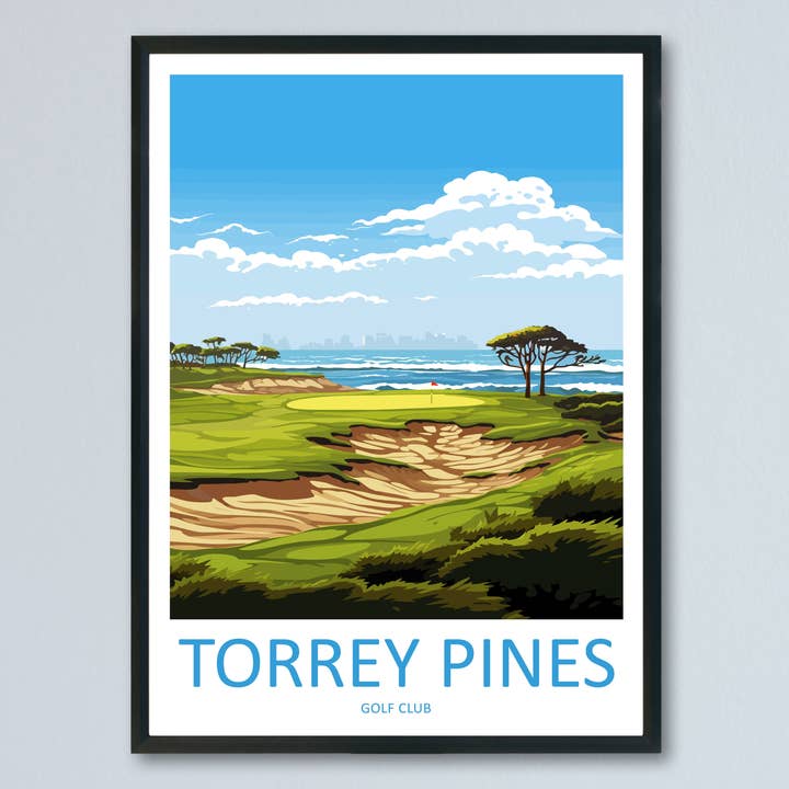 Torrey Pines Golf Course USA Travel Poster for wholesale by TravelzonaArt