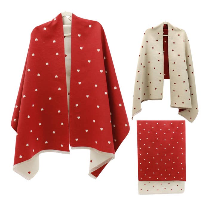 Cashmere Feel Winter Reversible Mini Heart Patten Scarves SCF5111-1 (12PC) for wholesale by TAPA fashion