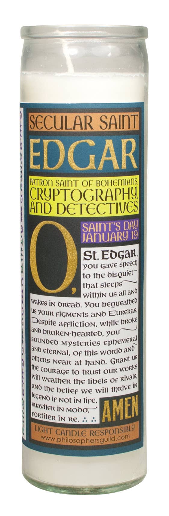Unemployed Philosophers Guild - Wholesale Jar/Filled Candle - Edgar Allan Poe Secular Saint Candle2