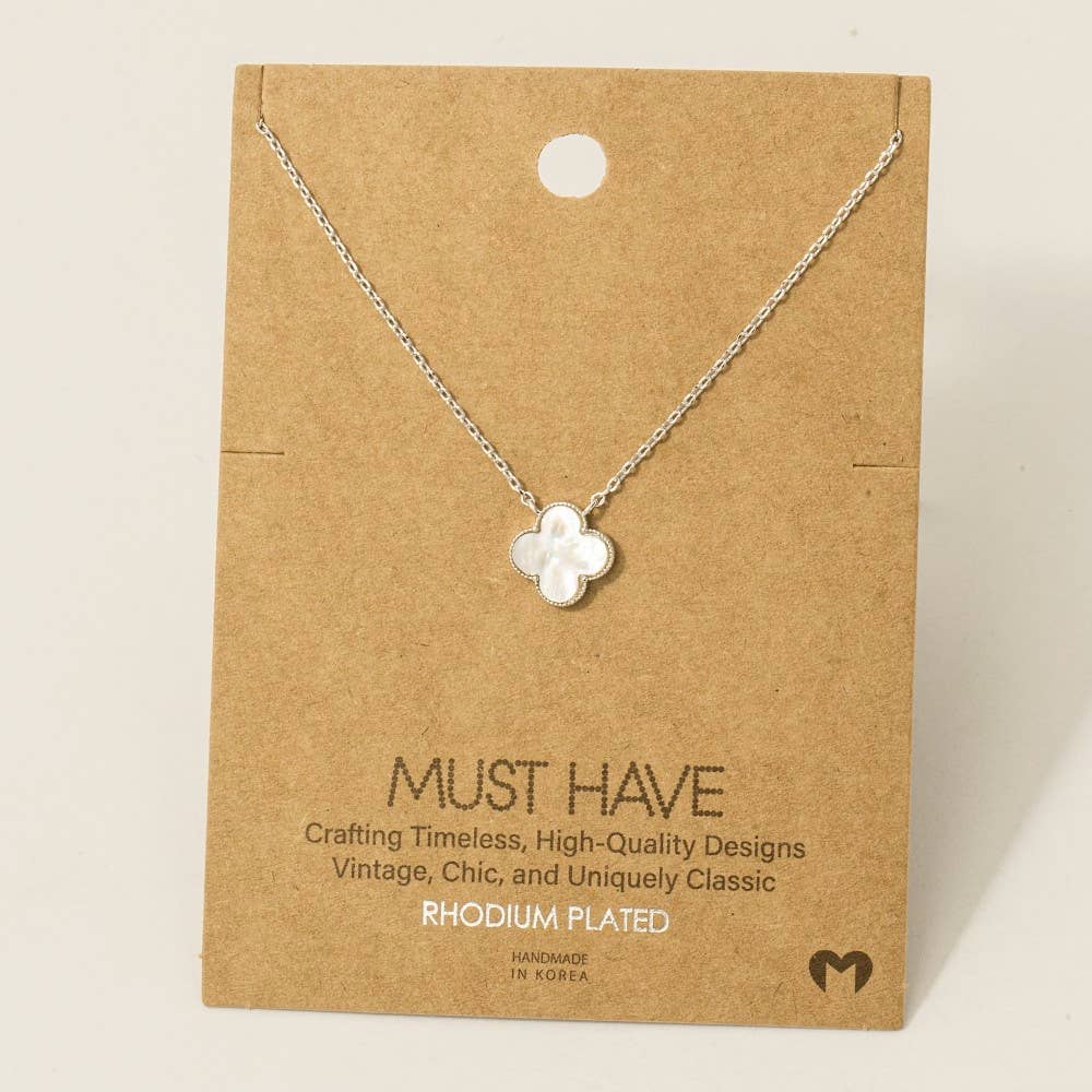 Fame Accessories - Wholesale Pendant/Charm Necklace - Gold Dipped Mother Of Pearl Clover Pendant Necklace5