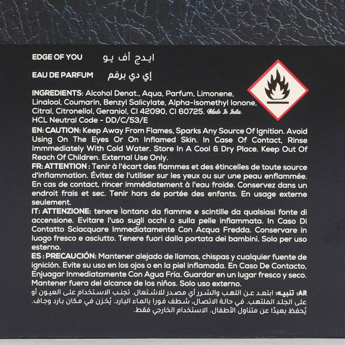 MYS Wholesale Inc - Vente Parfum/Eau de toilette - Edge of You Pour Homme Eau de Parfum 100ml - Édition Régulière6