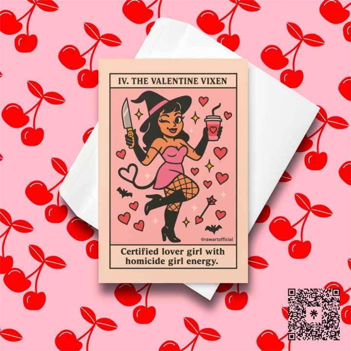 Carte de Saint-Valentin Effrayante • Style Tarot Sorcière Gothique Vixen pour la vente par Hot Mess Paper Co.