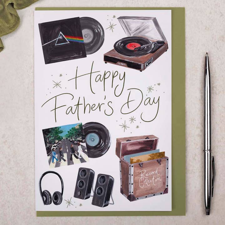 Vinyl Record Father's Day Card for wholesale by Making Meadows Ltd
