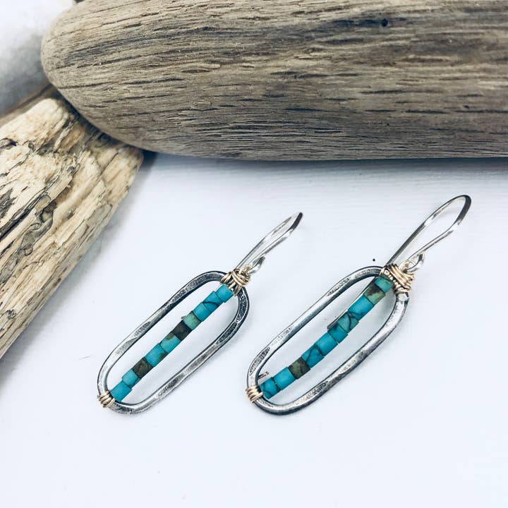 Brinco de pedra preciosa oxidada por atacado de Laura J Designs