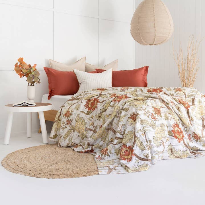 Boho-Eclectica - Wholesale Quilt - Kantha Quilt Indian Block Print Bedspread - Spiritual Tree1