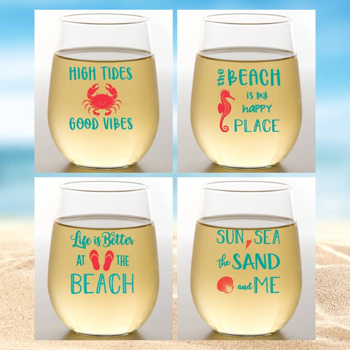 Wine-Oh! - Wholesale Wine Glass - CLOSEOUT ASSORTED Unbreakable Stemless Plastic Wine Glasses