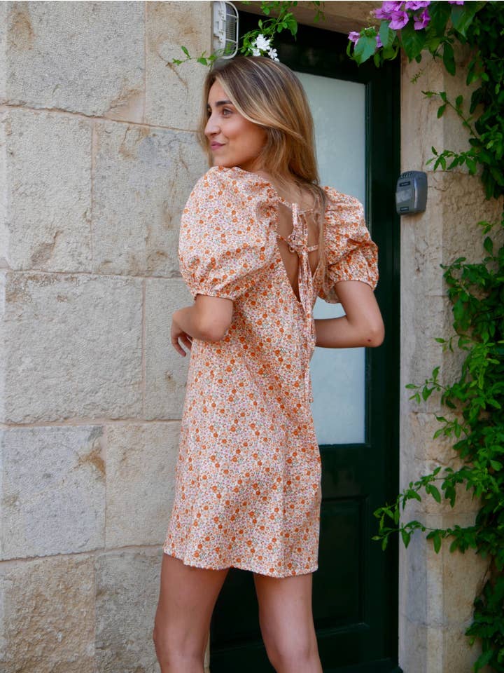 MindTraveler - Wholesale Dress - Women's - Bruna Orange Flowers Dress3
