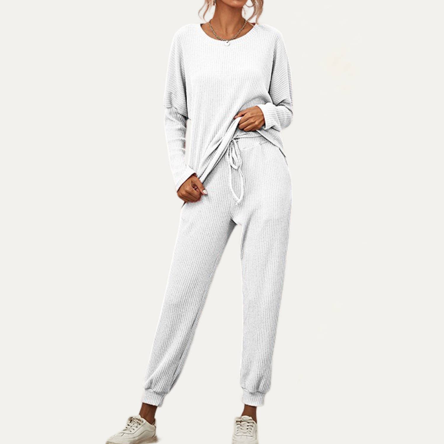 The Moment Collection - Wholesale Lounge Set - Women's - Chic And Cozy Ribbed Two-Piece Loungewear Set17