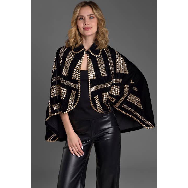 SAACHI - Vendita all'ingrosso Mantellina - Donna - Cappellino per feste in velluto con paillettes3