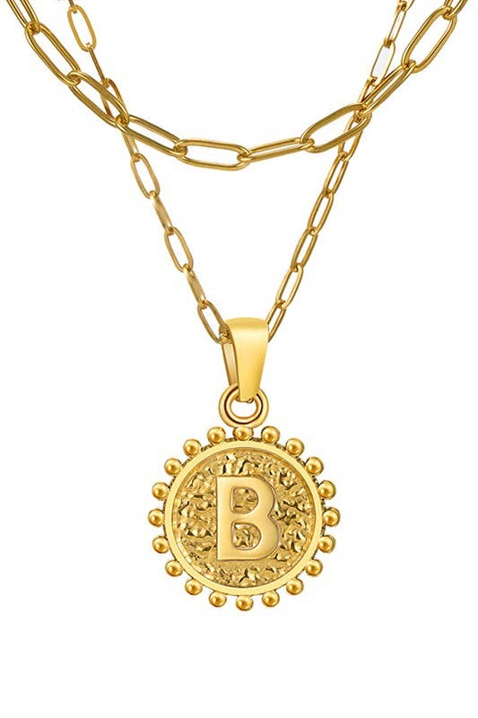 ACCITY - Wholesale Pendant/Charm Necklace - DOUBLE CHAIN INITIALS PENDANT NECKLACE_CWAJE10617