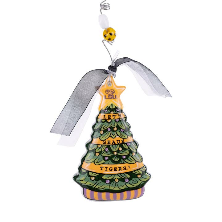 LSU Tree Puff Ornament for wholesale by Glory Haus