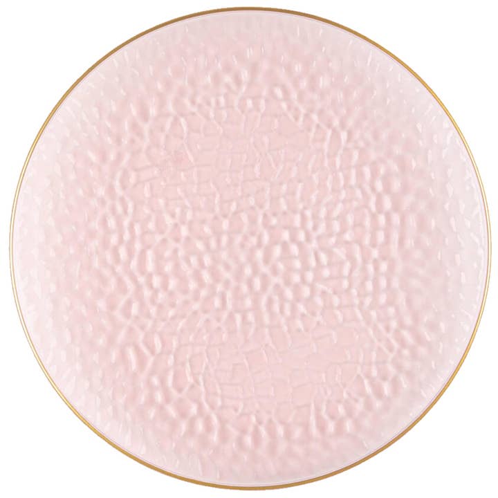 EcoQuality - Wholesale Disposable Tableware Pack - Disposable Tableware Plastic Pink Gold Rim Transparent Hamme