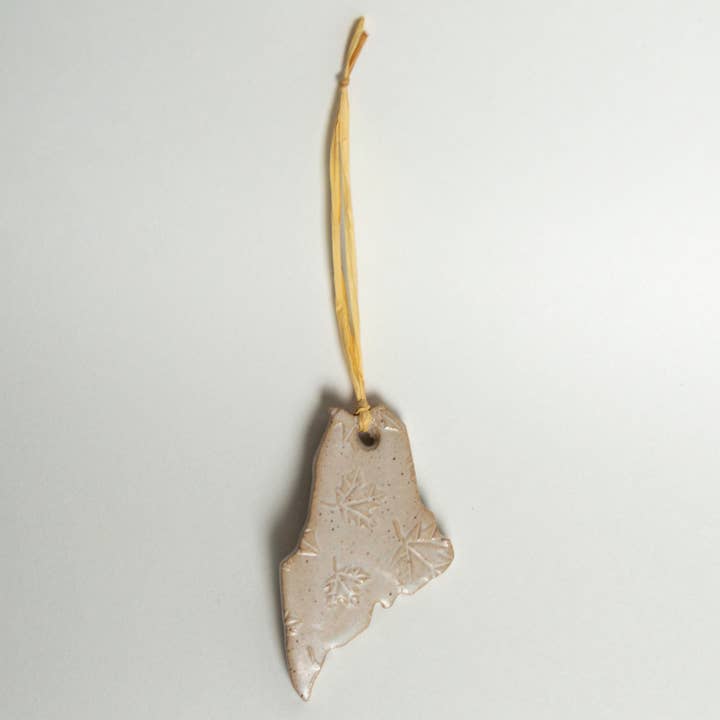 Asst. Color- Maine State Handmade Stoneware Ornaments for wholesale by White Squirrel Clayworks