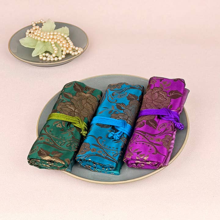 Cathayana - Venta al por mayor Joyero/organizador de joyas - Joyeros de viaje grandes de brocado floral.