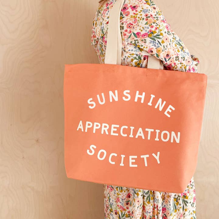 Alphabet Bags - Wholesale Tote Bag - Women's - Sunshine Appreciation Society - Peach Canvas Tote Bag