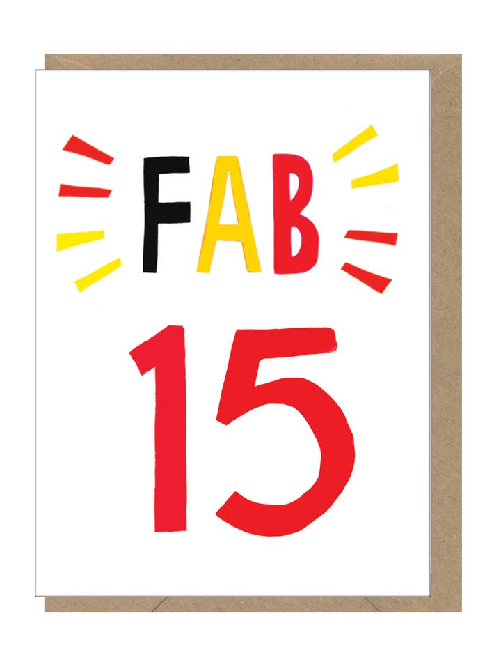 Fab 15 Mini Age - Cartão Colorido de Aniversário por atacado de Earlybird Designs