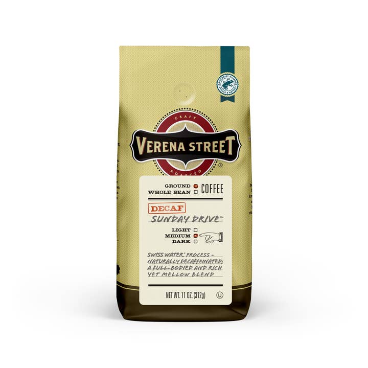 Sunday Drive™ Swiss Water® Process Decaf ground coffee for wholesale by Verena Street Coffee Co.