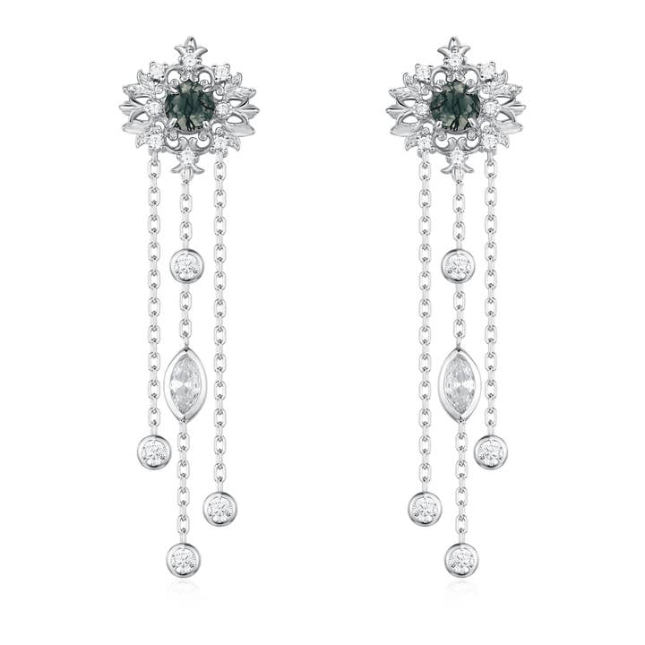 Azura Jewelry - Wholesale Dangle Earrings - Trellis Moss Agate Earrings
