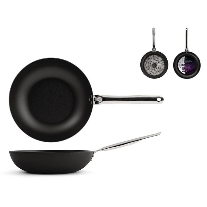 Padella Wok Dallas Pro Antiaderente, Manico In Acciaio per la vendita all'ingrosso da parte di H&H