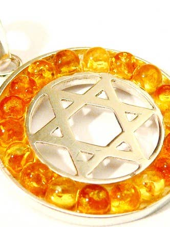 Diamantskåret citronrav Davidsstjerne vedhæng for engroshandel hos Mia's Polish Treasures