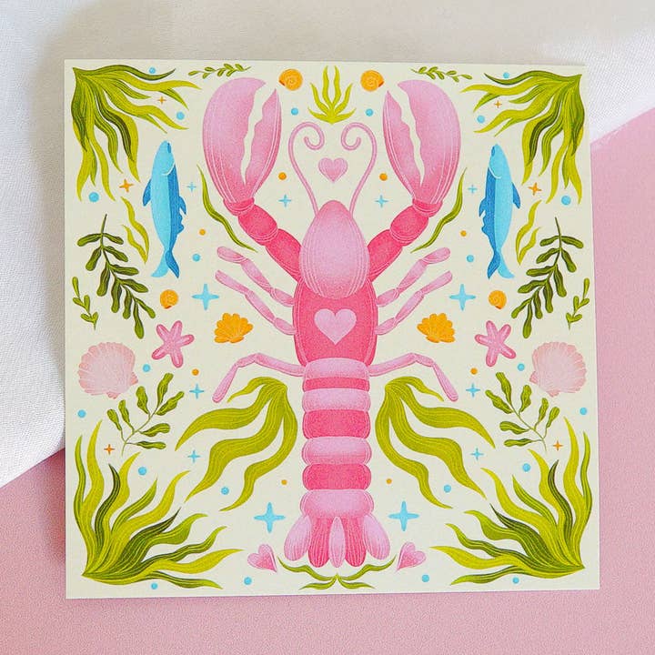 Mini tirage d'art « Still Waters » de Lobster (4"×4") pour la vente par Cheeky Peach Designs
