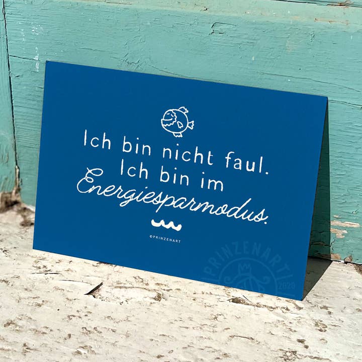 Postcard "Energy Saving Mode" | Motivational Quote North Sea for wholesale by Prinzenart