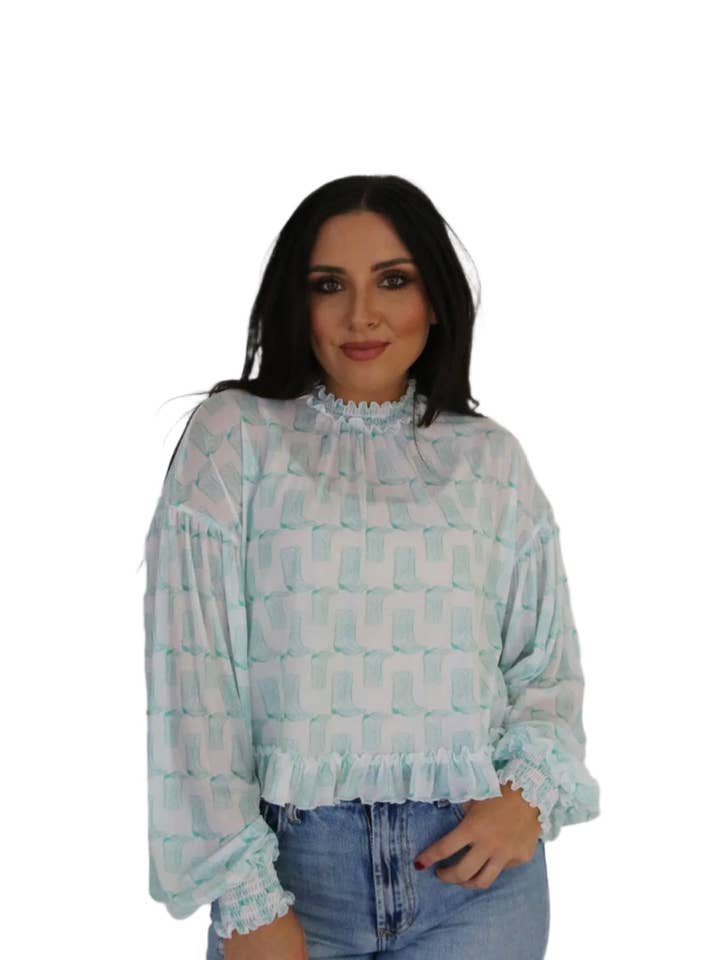 CHEMISIER EN MAILLE À VOLANTS TH122 (7 Pièces) pour la vente par Turquoise Haven