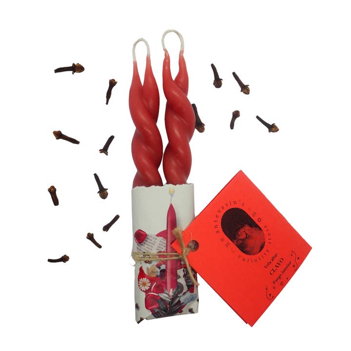 Antevasin´s Store - Vente Bougies/bougeoirs coniques - Bougie rituelle rouge NAILS pour couple (valeur et passion) tressée 13cm3