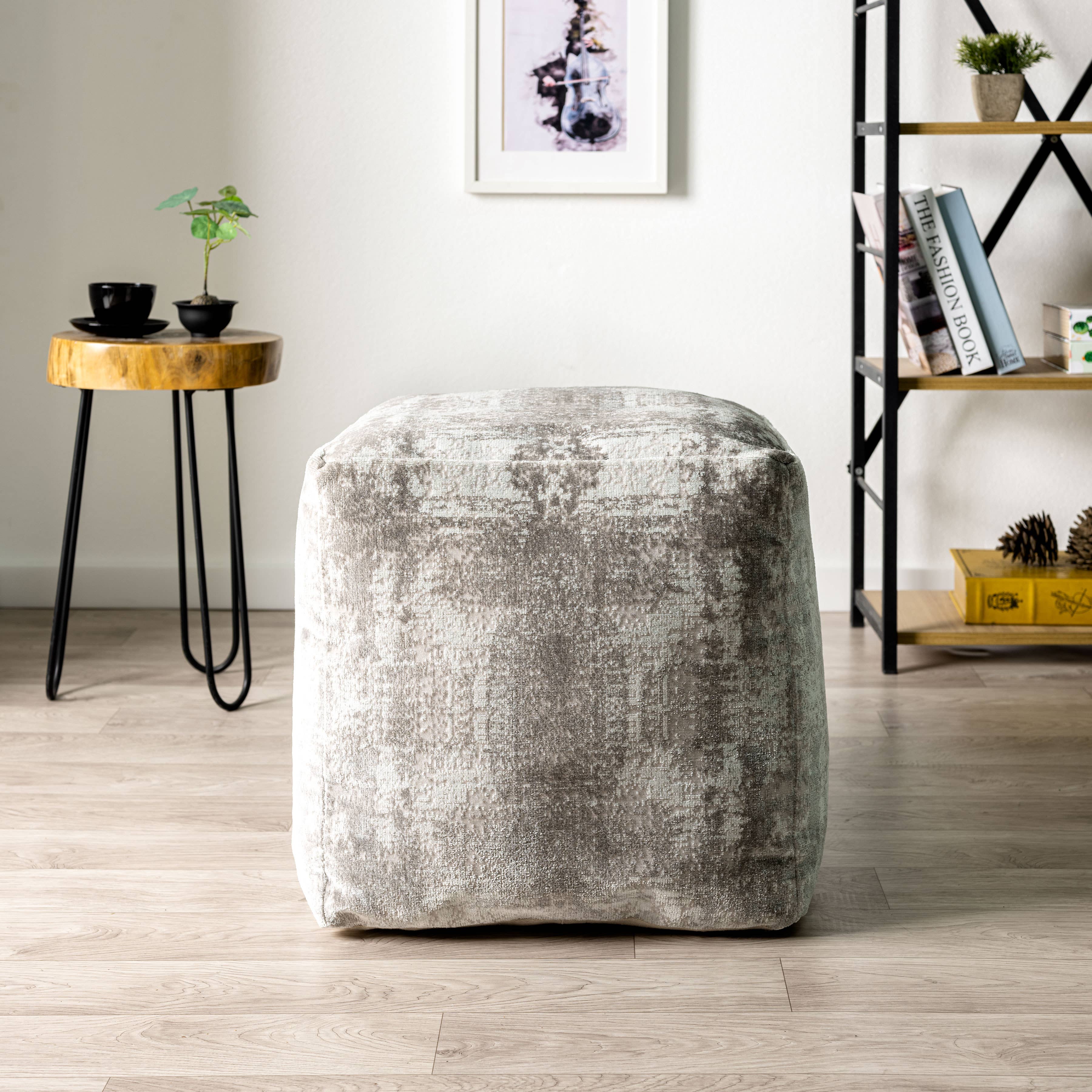 LR Home - Wholesale Pouf - Modern Abstract Square Upholstered Ottoman Pouf2