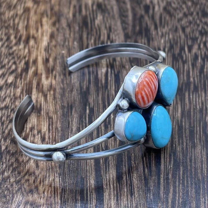 Native City Jewelry - Wholesale Cuff Bracelet - Native American Navajo Handmade Sterling Silver Multi Stone color Cuff Bracelet