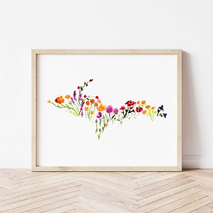 NorthHouse Creative Co. - Wholesale Art Print - Floral Michigan U.P. Watercolor Artwork Print2