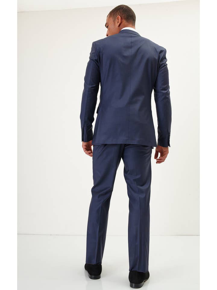 Men's Super 120S Merino Wool Double Breasted Suit-Solid Navy for wholesale on Faire
