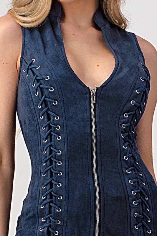 Lydia USA - Wholesale Blouse - Women's - Front Lace Up Back Cut Out Detail Suede Plus Top9