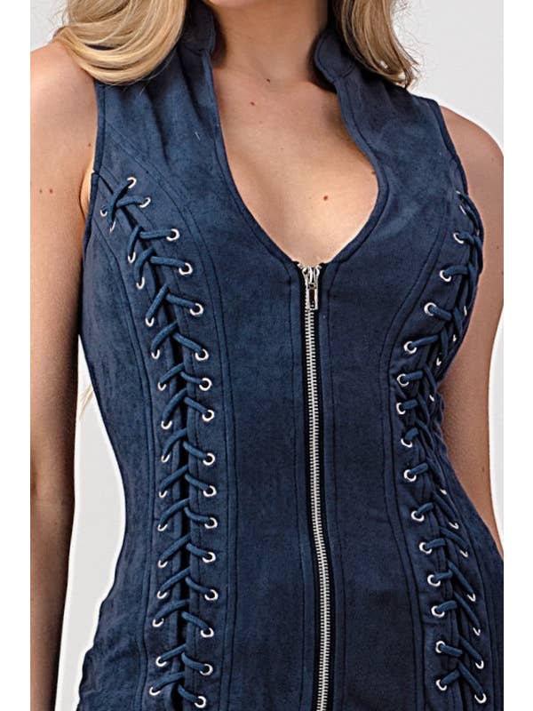 Lydia USA - Wholesale Blouse - Women's - Front Lace Up Back Cut Out Detail Suede Plus Top9