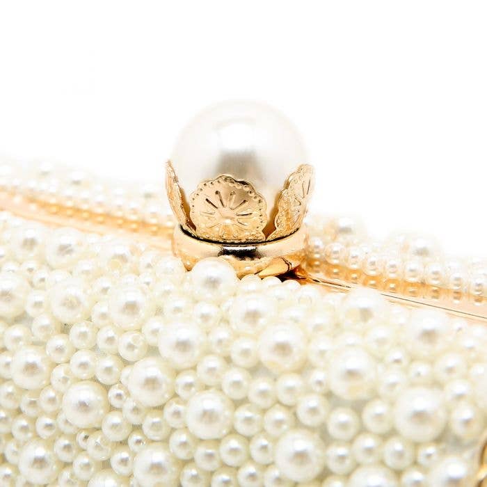 PEACH ACCESSORIES - Wholesale Clutch Bag - Women's - Pearl Elegance Evening Clutch Bag in Ivory CL21458