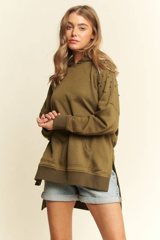 JADE BY JANE - Vendita all'ingrosso Felpa con cappuccio - Donna - FELPA CON CAPPUCCIO E BORCHIE JJT50447