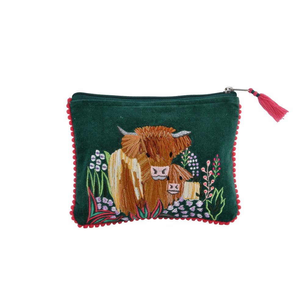 Karma Living – wholesale Pouch – Women’s – 3ABPC23324_PGPK Set/3 HIGHLAND COW POUCH 6x83