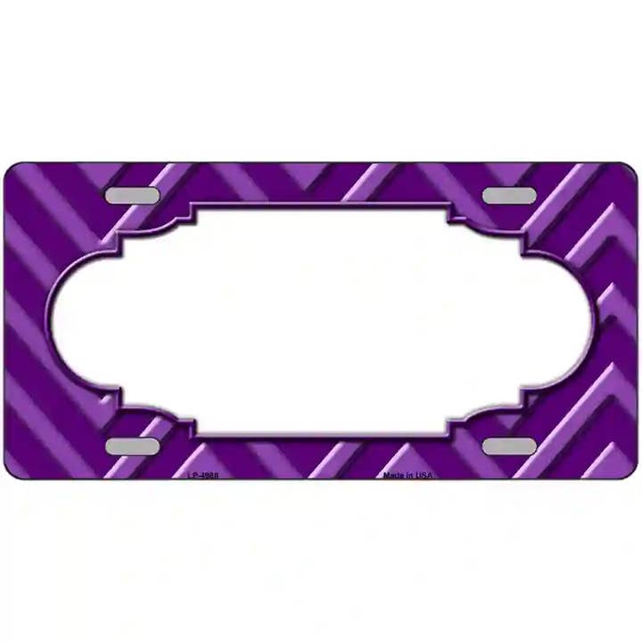 Purple Light Purple Scallop Chevron License Plate for wholesale by Smart Blonde