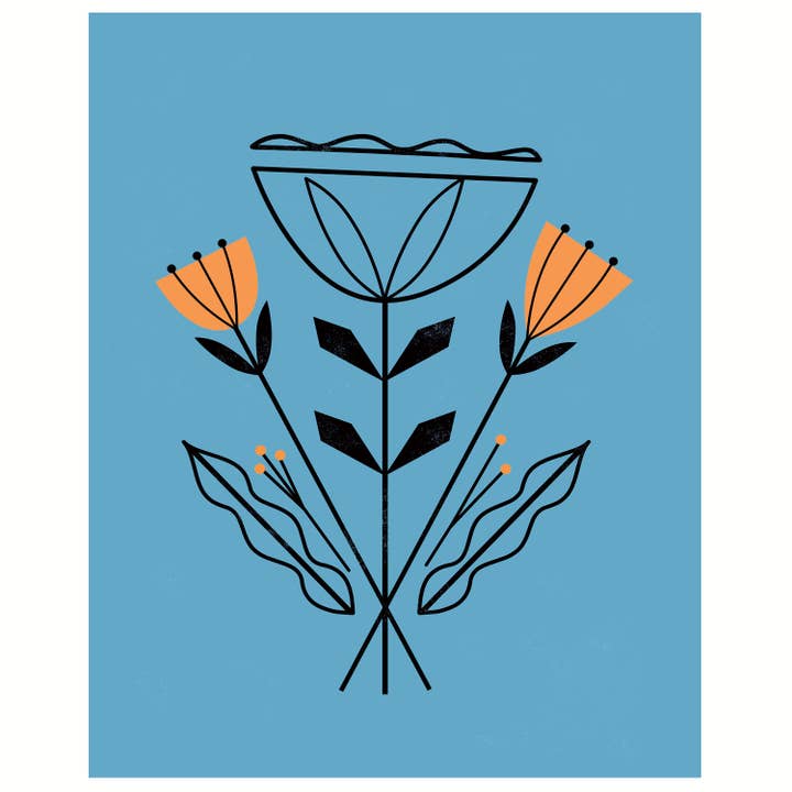 Modern Flowers Topaz Art Print for wholesale by Amber Leaders Designs