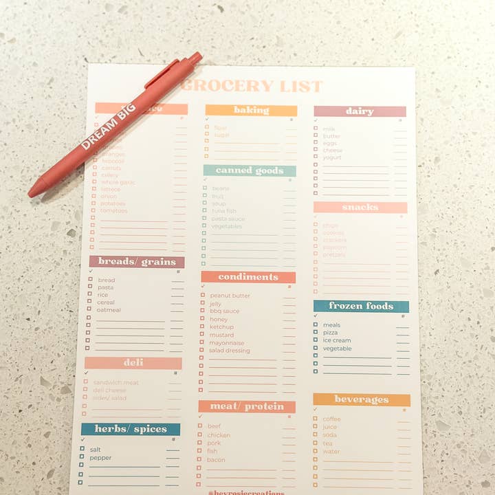 Hey Rosie Creations - Wholesale Notepad - Grocery List Notepad2