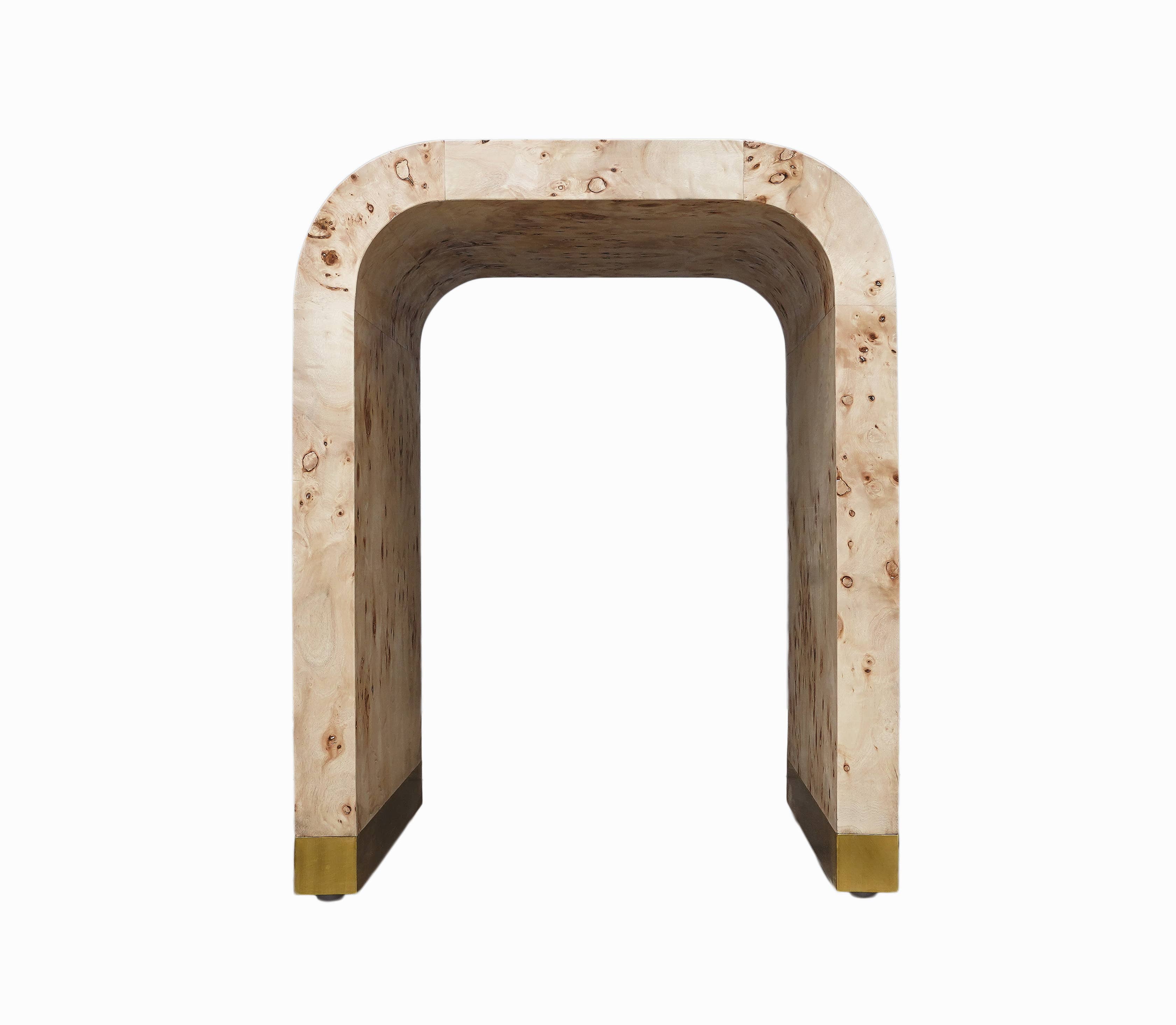 LR Home - Wholesale Side Table - Burl Wood Accent End Table with Brass-Wrapped Feet1