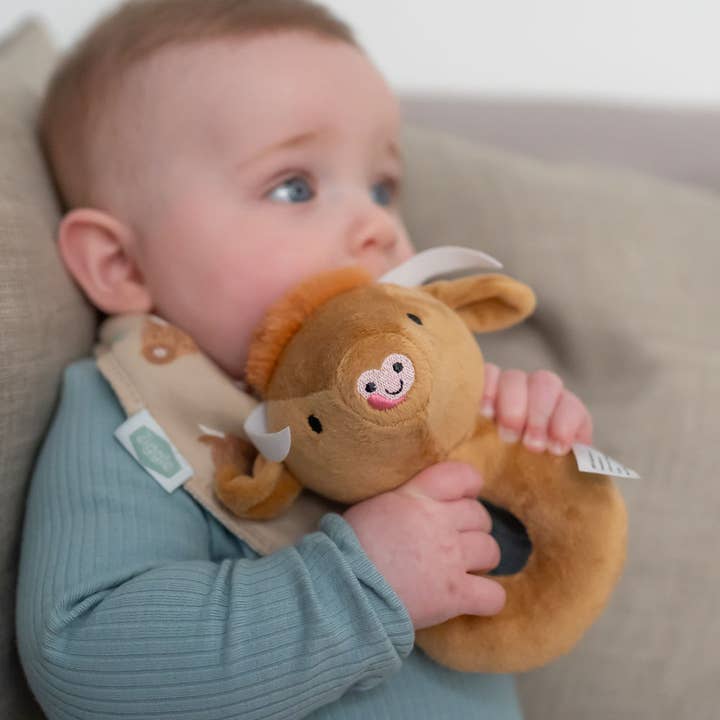 Ziggle Baby - Wholesale Handheld Rattle - Baby - Highland Cow Plush Baby Rattle