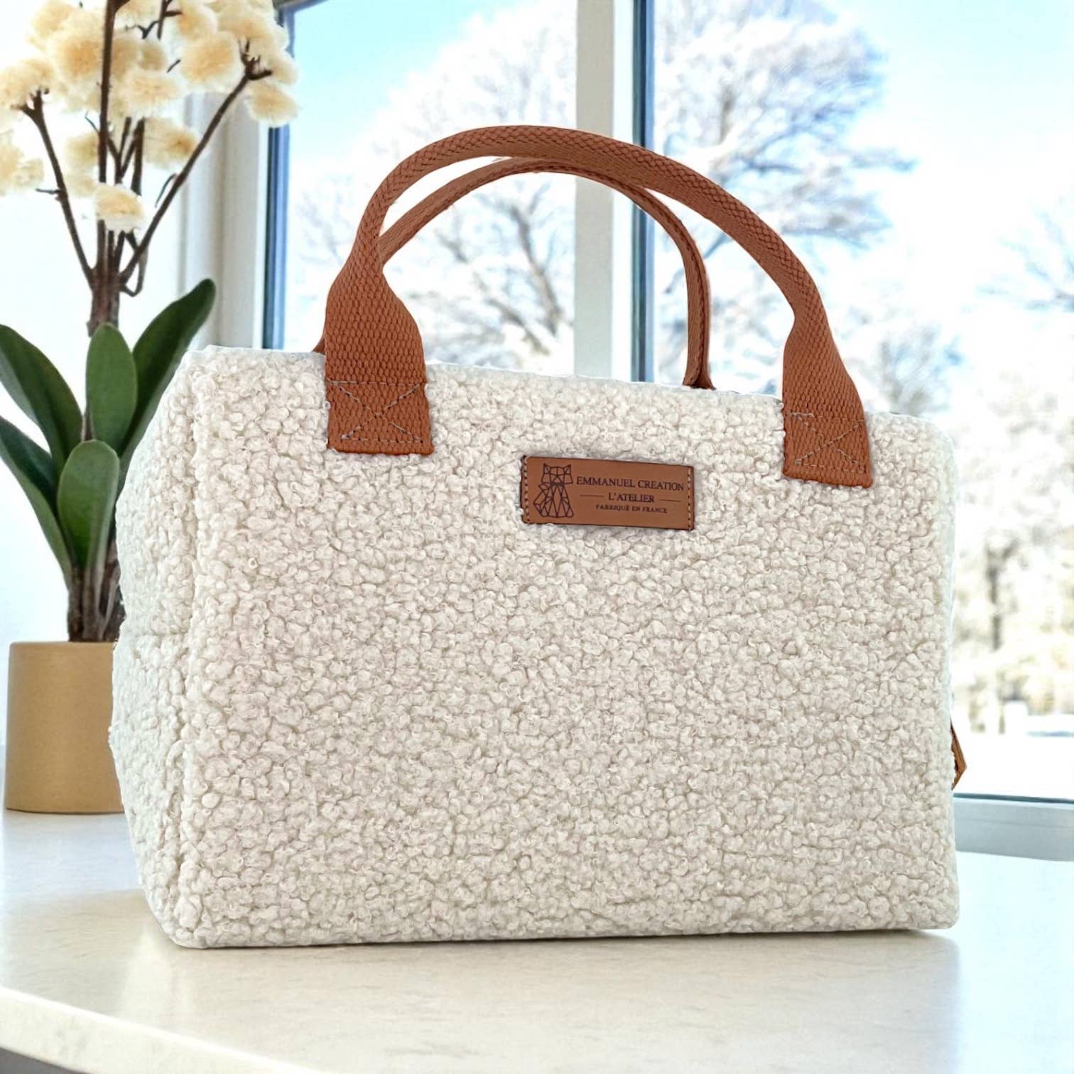 Emmanuel Création - Vente Sac/boîte repas - Sac isotherme Ice cube S, "Bouclette" écru4