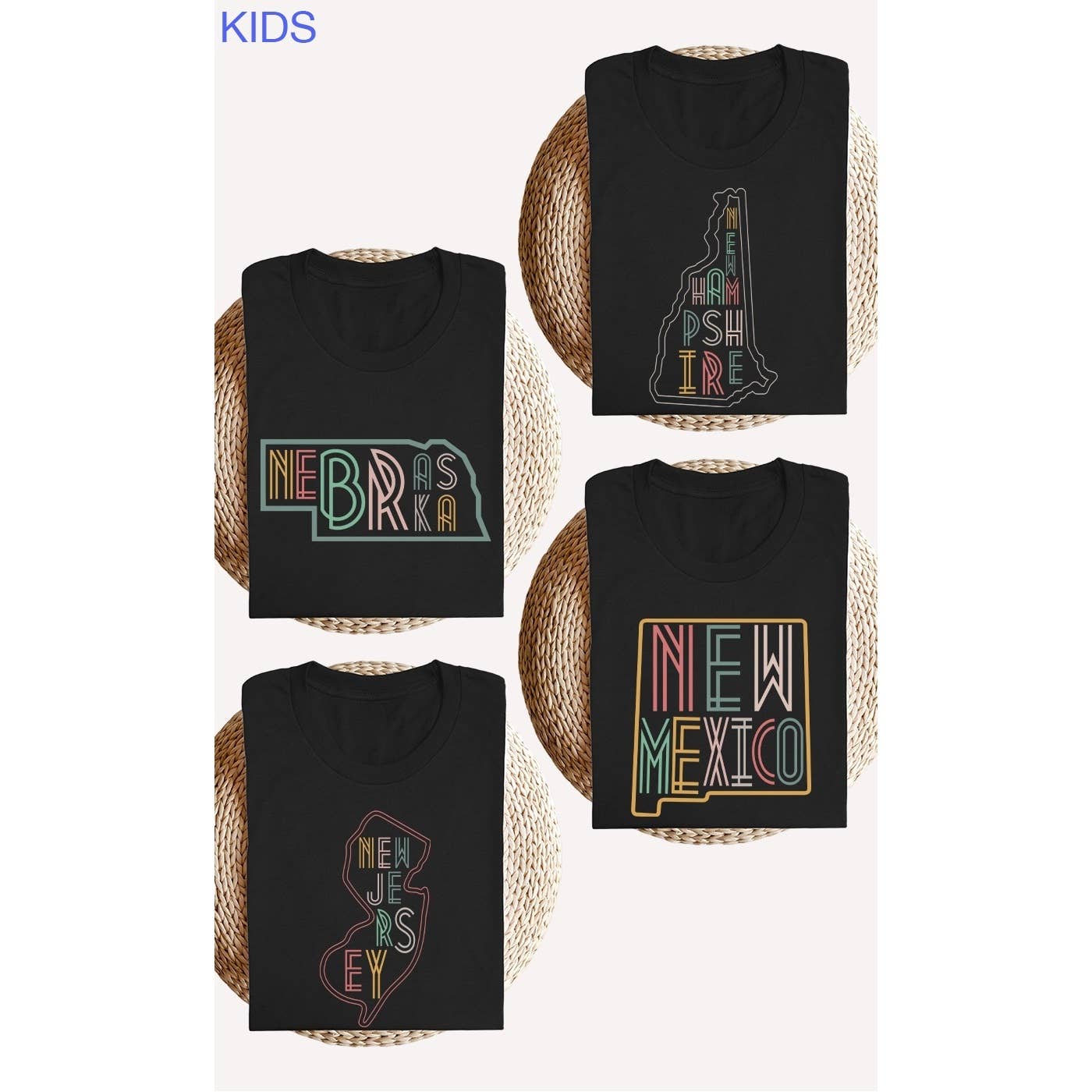 Kids By Kissed Apparel - Vente T-shirt sérigraphié – enfant - T-shirts graphiques Neon State Shape pour enfants7