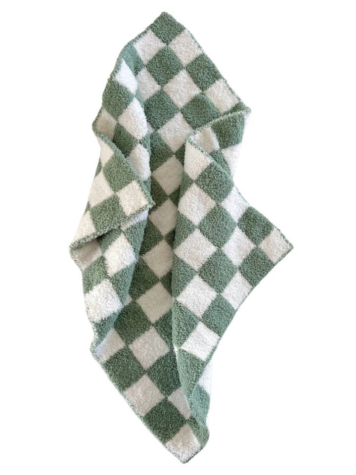 Phufy® Bliss Checkerboard Mini Blanket, Sage for wholesale by SpearmintLOVE