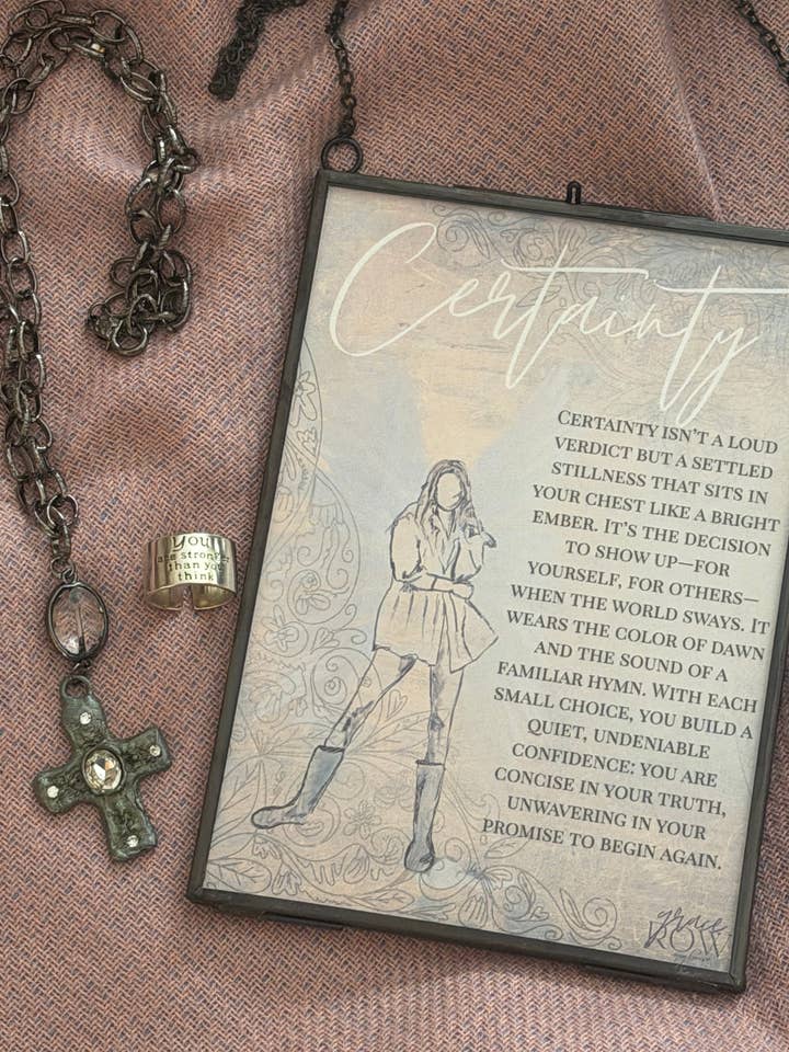 Certainty – Angel Illustration for Trust & Faith | Grace Row 5x7 Art Print | Floating Glass Frame Spiritual Decor for wholesale by Bohemian Grace - Grace & Grit