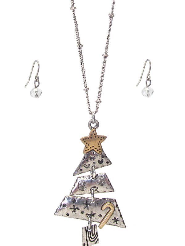 ( B094 ) CHRISTMAS THEME TREE PENDANT NECKLACE SET for wholesale by Jewelry Max